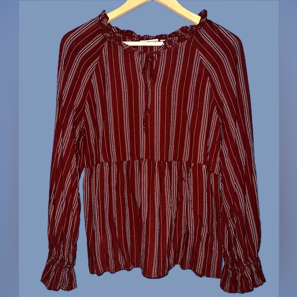 Wonderly Burgundy Striped Blouse